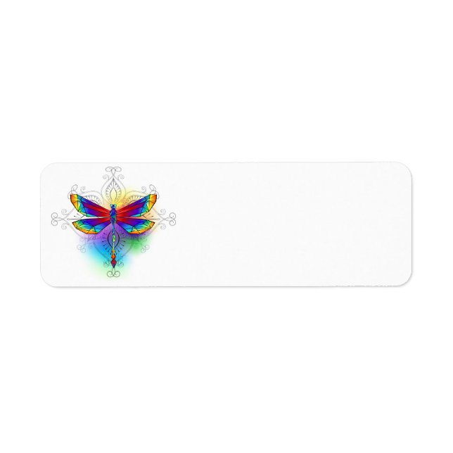 Rainbow Polygonal Dragonfly Label (Front)