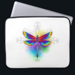 Rainbow Polygonal Dragonfly Laptop Sleeve<br><div class="desc">Bright,  rainbow,  polygonal dragonfly on white background,  painted with watercolor.</div>
