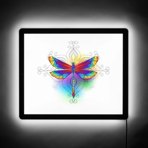 Rainbow Polygonal Dragonfly LED Sign