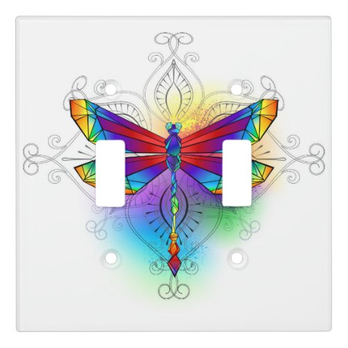 Rainbow Polygonal Dragonfly Light Switch Cover