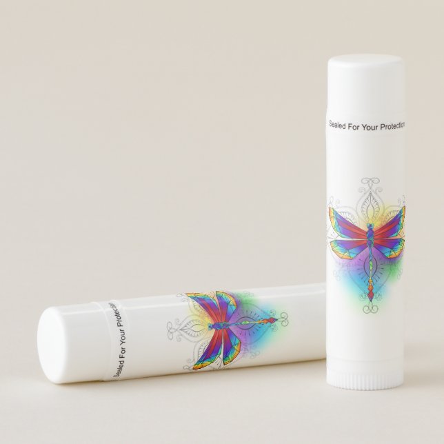 Rainbow Polygonal Dragonfly Lip Balm (Front)