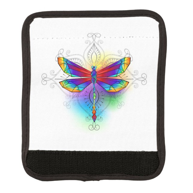 Rainbow Polygonal Dragonfly Luggage Handle Wrap (Front)