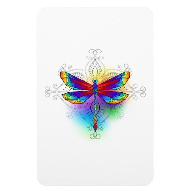 Rainbow Polygonal Dragonfly Magnet (Vertical)