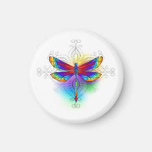 Rainbow Polygonal Dragonfly Magnet