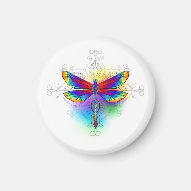 Rainbow Polygonal Dragonfly Magnet (Front)