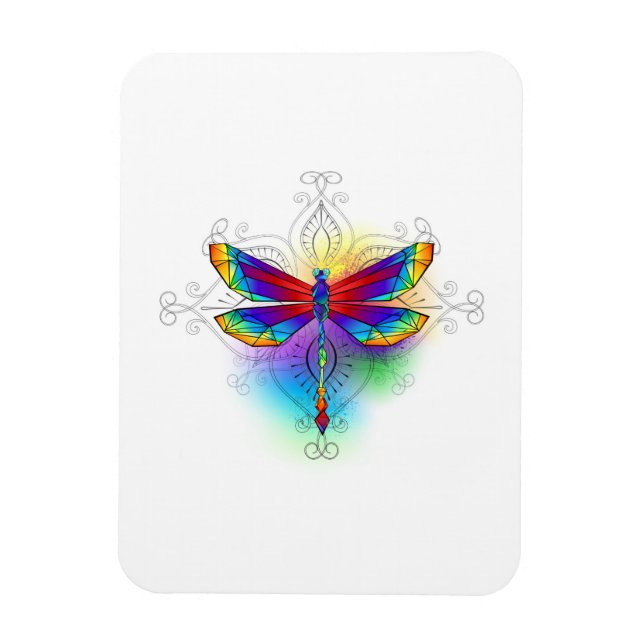 Rainbow Polygonal Dragonfly Magnet (Vertical)
