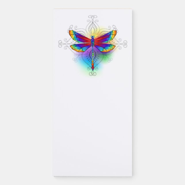 Rainbow Polygonal Dragonfly Magnetic Notepad (Front)