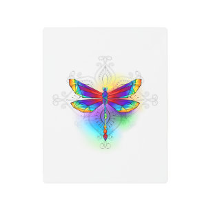Rainbow Polygonal Dragonfly Metal Print