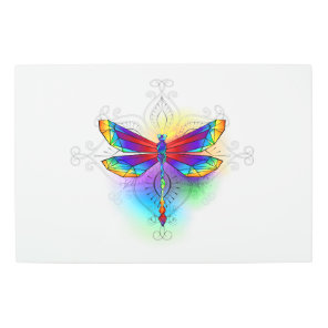 Rainbow Polygonal Dragonfly Metal Print