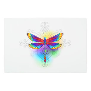 Rainbow Polygonal Dragonfly Metal Print