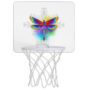 Rainbow Polygonal Dragonfly Mini Basketball Hoop