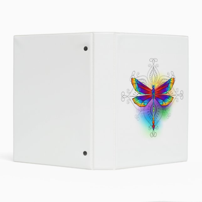 Rainbow Polygonal Dragonfly Mini Binder (Background)