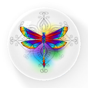 Rainbow Polygonal Dragonfly Paperweight