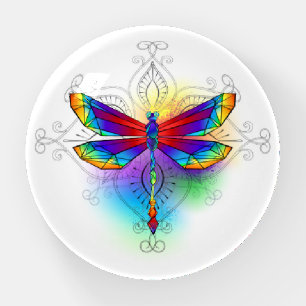 Rainbow Polygonal Dragonfly Paperweight