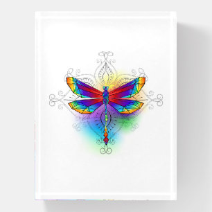 Rainbow Polygonal Dragonfly Paperweight