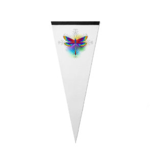 Rainbow Polygonal Dragonfly Pennant Flag