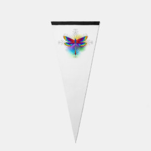 Rainbow Polygonal Dragonfly Pennant Flag