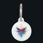Rainbow Polygonal Dragonfly Pet ID Tag<br><div class="desc">Bright, rainbow, polygonal dragonfly on white background, painted with watercolor.</div>
