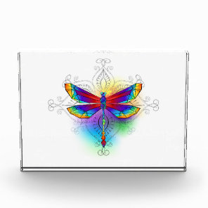 Rainbow Polygonal Dragonfly Photo Block