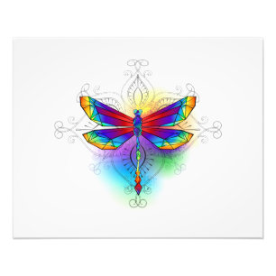 Rainbow Polygonal Dragonfly Photo Print