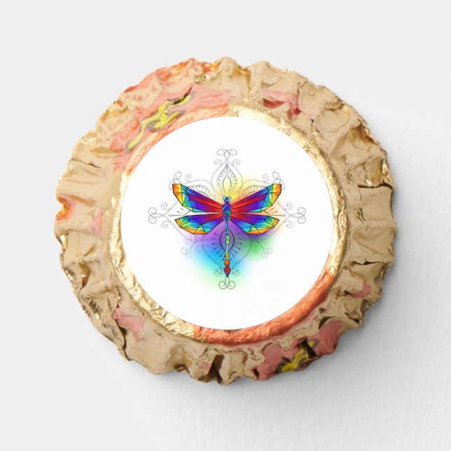 Rainbow Polygonal Dragonfly Reese's Peanut Butter Cups (Front)