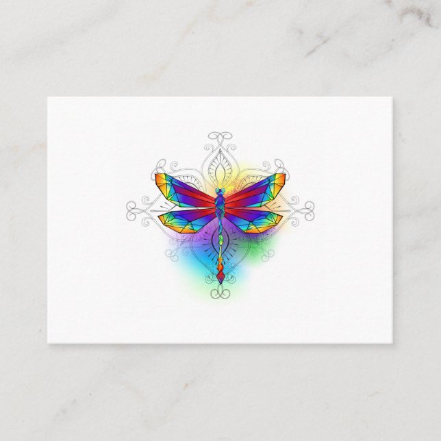 Rainbow Polygonal Dragonfly Referral Card (Front)