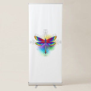 Rainbow Polygonal Dragonfly Retractable Banner