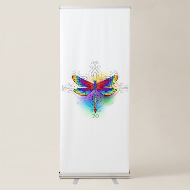Rainbow Polygonal Dragonfly Retractable Banner (Front)