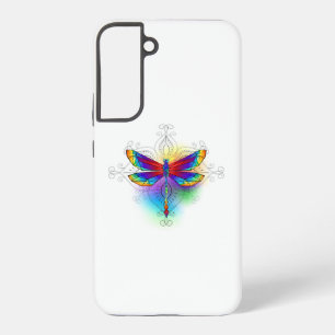 Rainbow Polygonal Dragonfly Samsung Galaxy S22+ Case