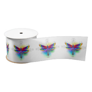 Rainbow Polygonal Dragonfly Satin Ribbon