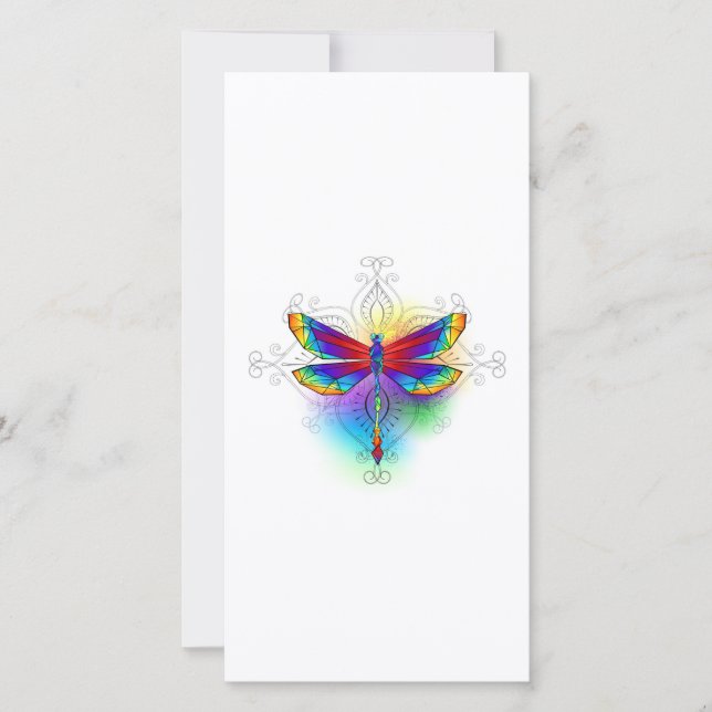 Rainbow Polygonal Dragonfly Save The Date (Front)