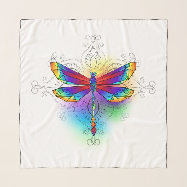 Rainbow Polygonal Dragonfly Scarf (Front)