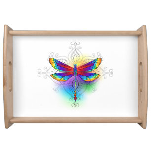 Rainbow Polygonal Dragonfly Serving Tray