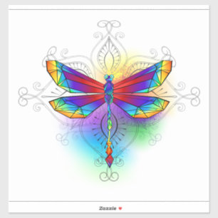Rainbow Polygonal Dragonfly Sticker