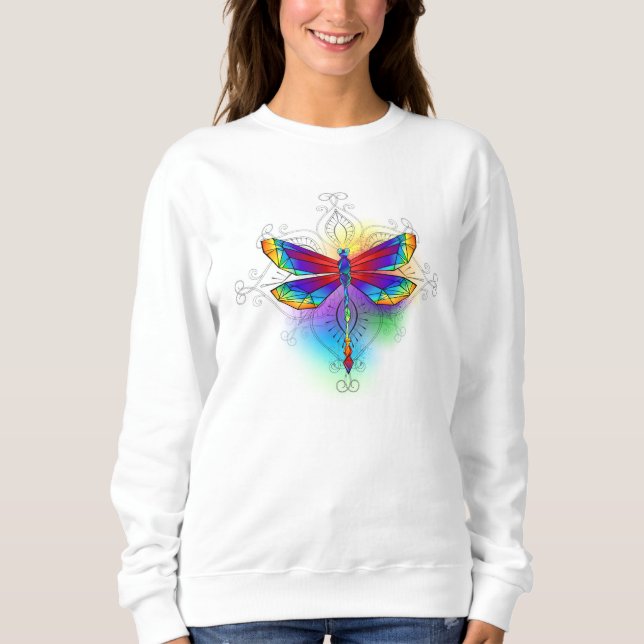 Rainbow Polygonal Dragonfly Sweatshirt (Front)