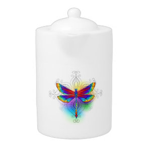 Rainbow Polygonal Dragonfly Teapot