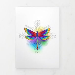 Rainbow Polygonal Dragonfly Tri-Fold Announcement