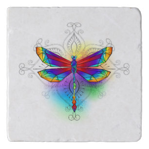 Rainbow Polygonal Dragonfly Trivet
