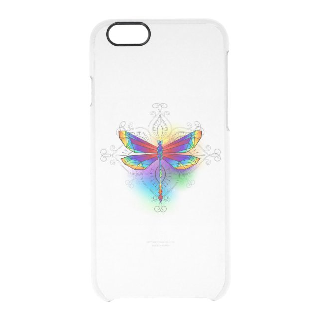 Rainbow Polygonal Dragonfly Uncommon iPhone Case (Back)