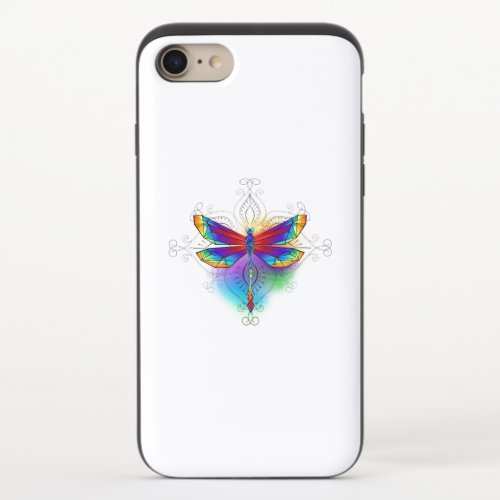 Rainbow Polygonal Dragonfly iPhone 87 Slider Case