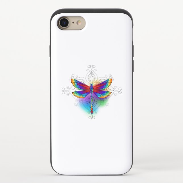 Rainbow Polygonal Dragonfly Uncommon iPhone Case (Back)