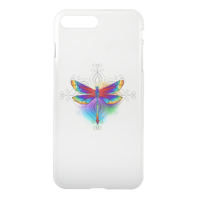 Rainbow Polygonal Dragonfly Uncommon iPhone Case (Back)