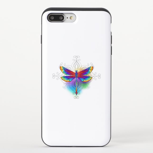 Rainbow Polygonal Dragonfly Uncommon iPhone Case (Back)