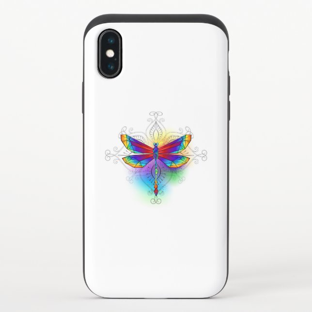 Rainbow Polygonal Dragonfly Uncommon iPhone Case (Back)