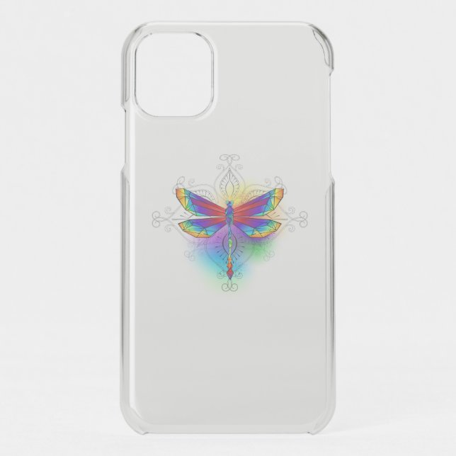 Rainbow Polygonal Dragonfly Uncommon iPhone Case (Back)