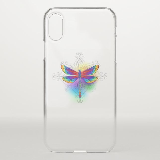 Rainbow Polygonal Dragonfly Uncommon iPhone Case (Back)