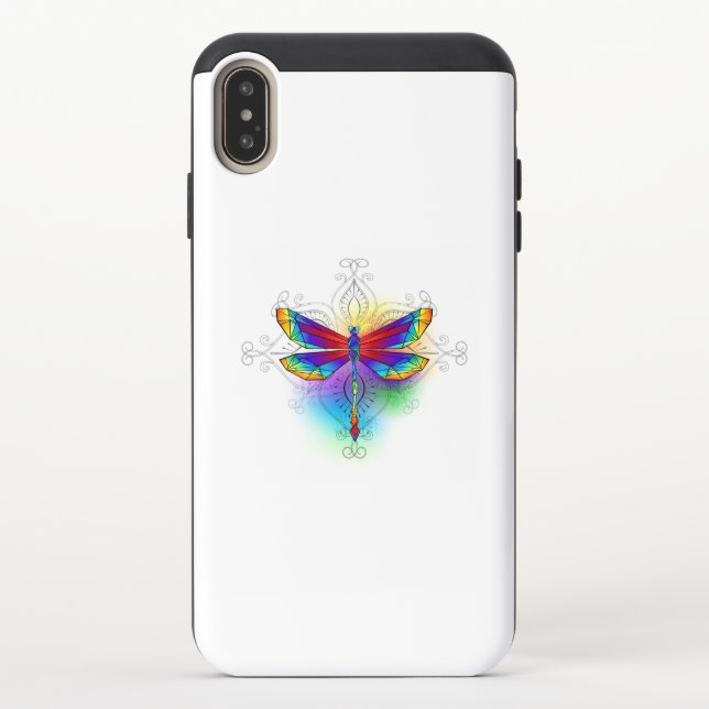 Rainbow Polygonal Dragonfly Uncommon iPhone Case (Back)