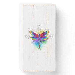 Rainbow Polygonal Dragonfly Wooden Box Sign
