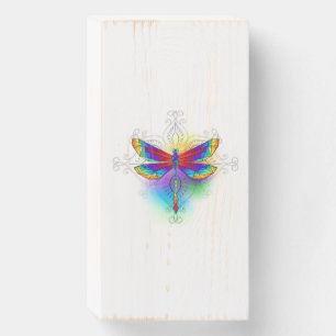 Rainbow Polygonal Dragonfly Wooden Box Sign