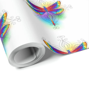 Rainbow Polygonal Dragonfly Wrapping Paper